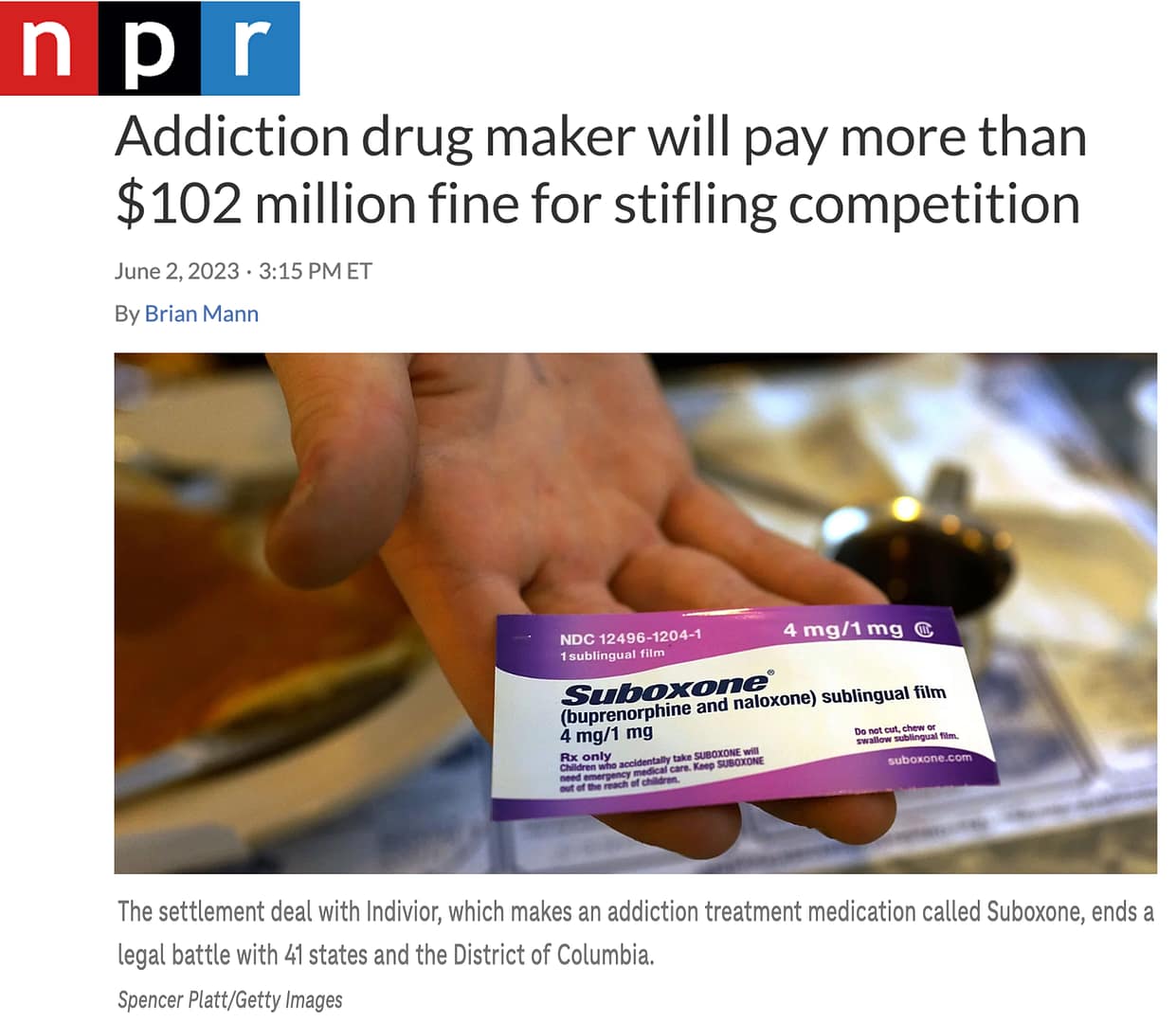 NPR news headline