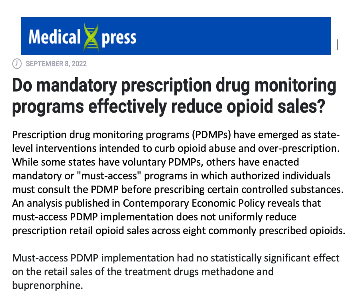 Headline on PDMP mandatory use