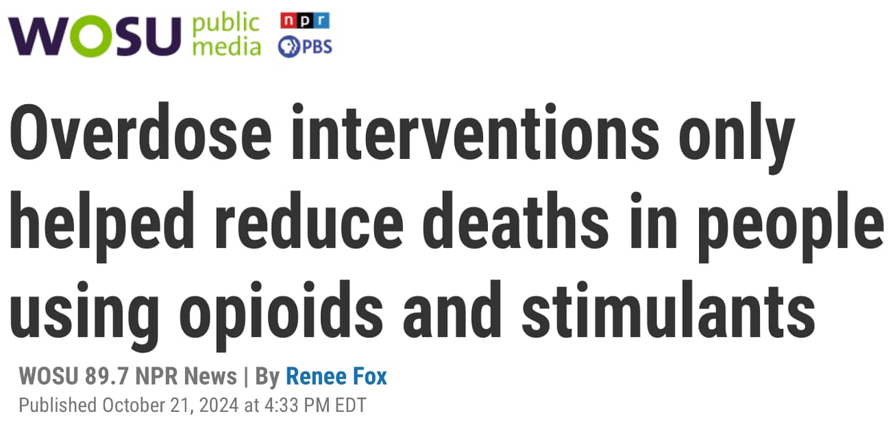 Headline about intervention effects on drug overdoses