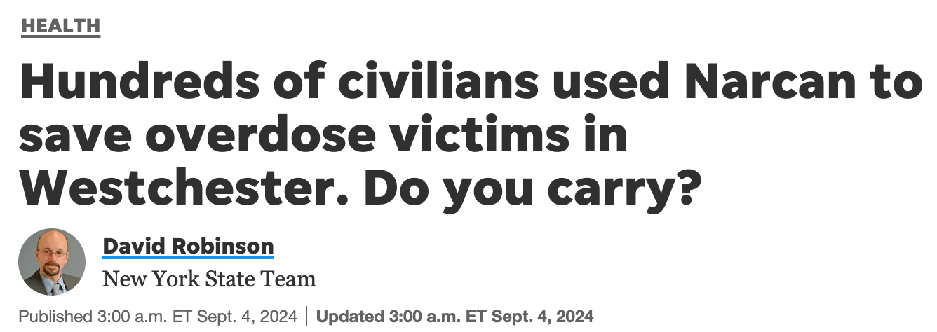 News headline about Narcan reversals