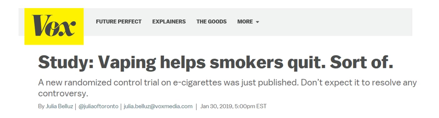'Vox headline about vaping