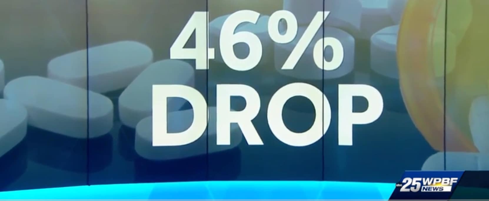 TV news headline of 46 percent drop in opioid overdose deaths