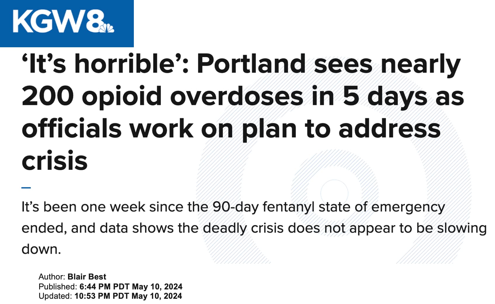 Portland station KGWB headline