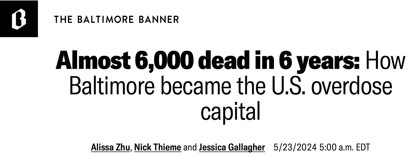 Baltimore newspaper headline
