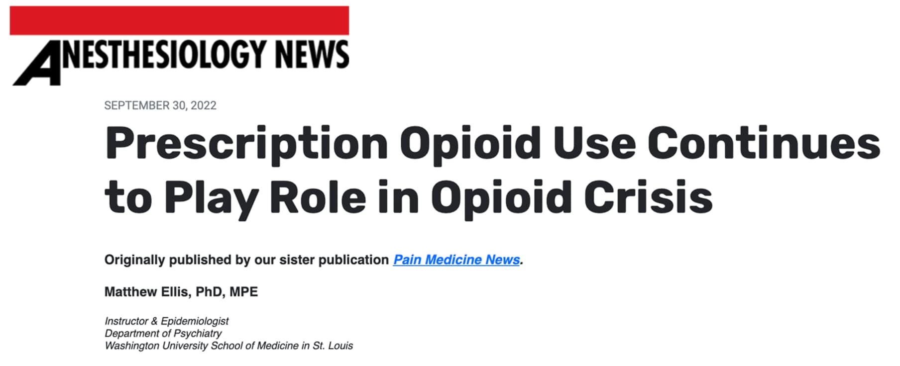 Anesthesiology News headline