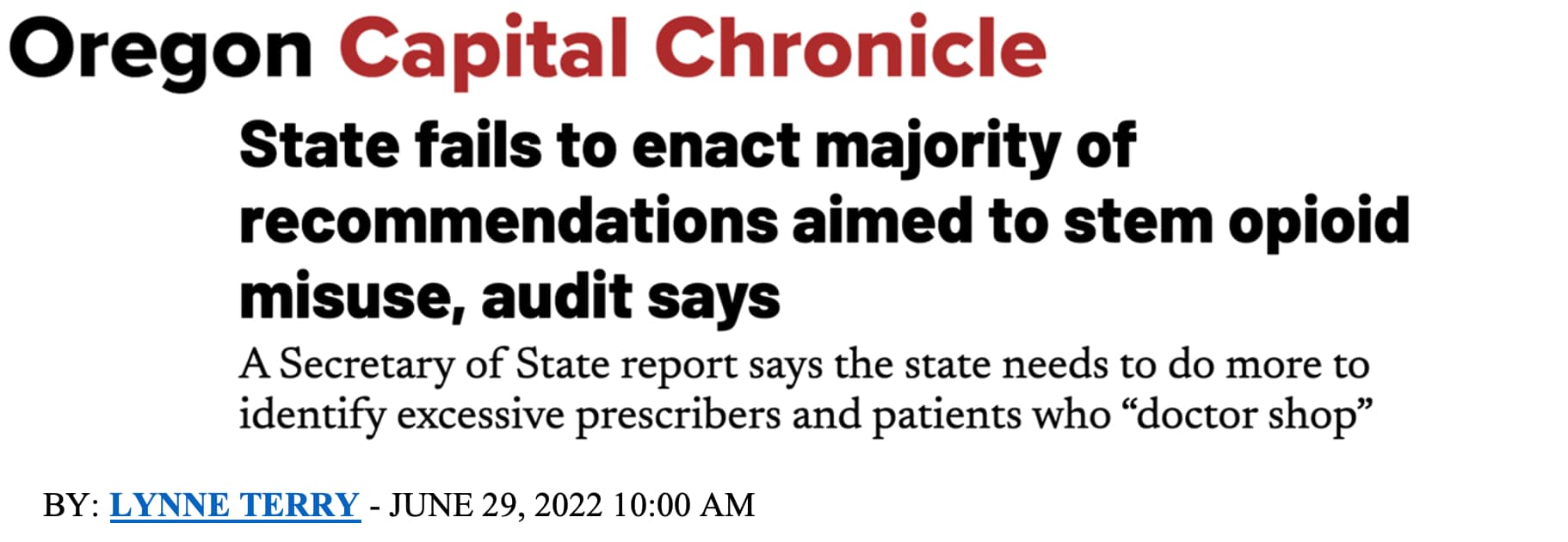 Oregon Capitol Chronicle headline