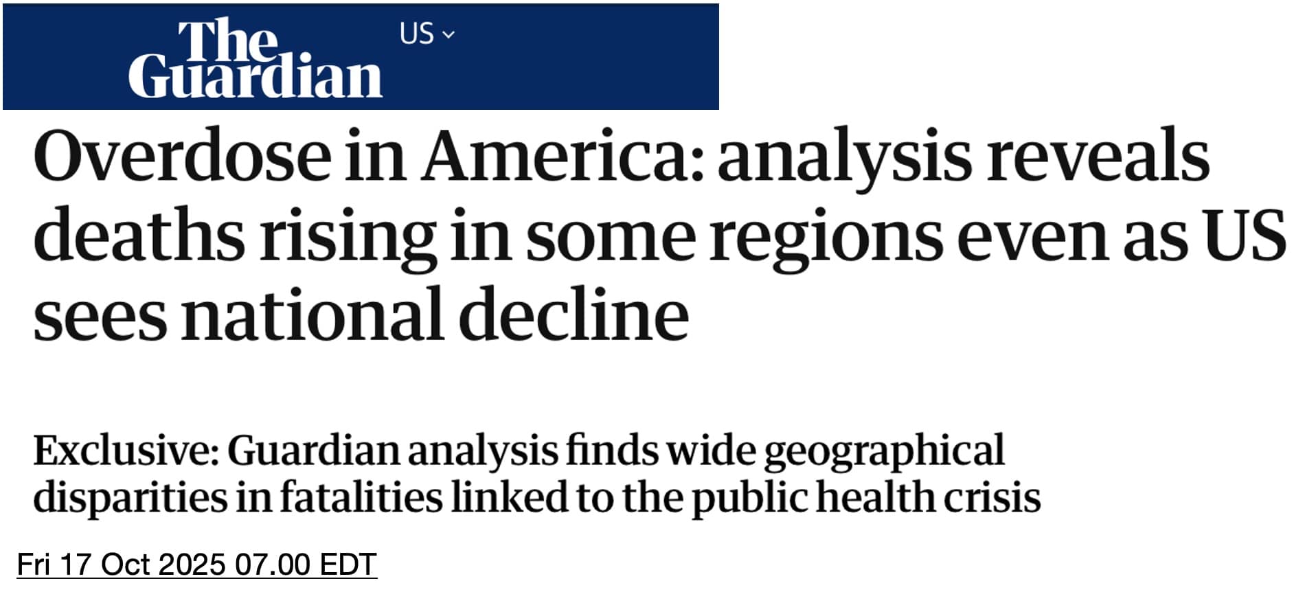 The Guardian news headline