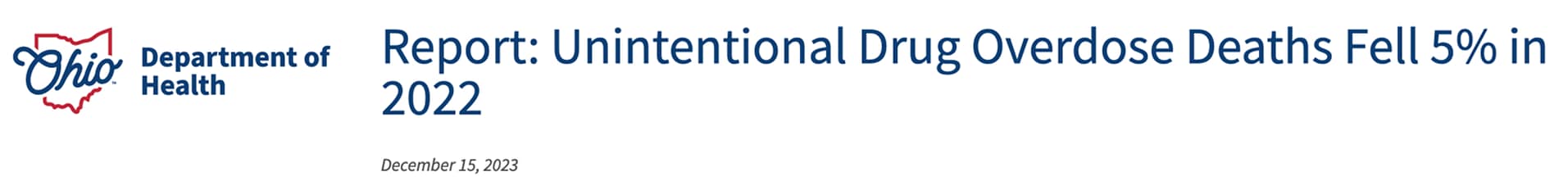 Ohio Department of Health news release headline