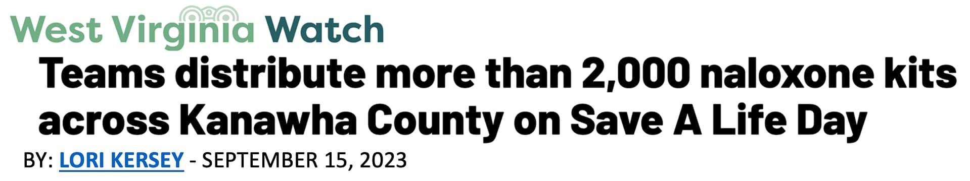 Headline about Narcan distribution
