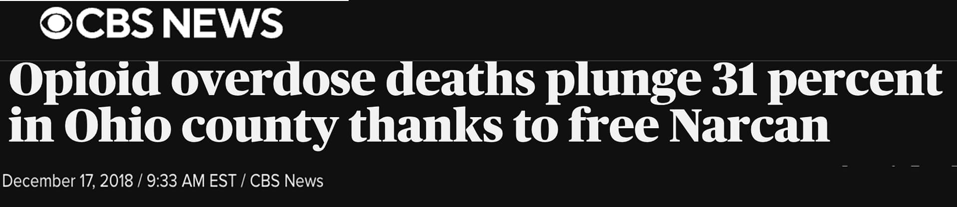 CBS news headline on opioid overdose deaths