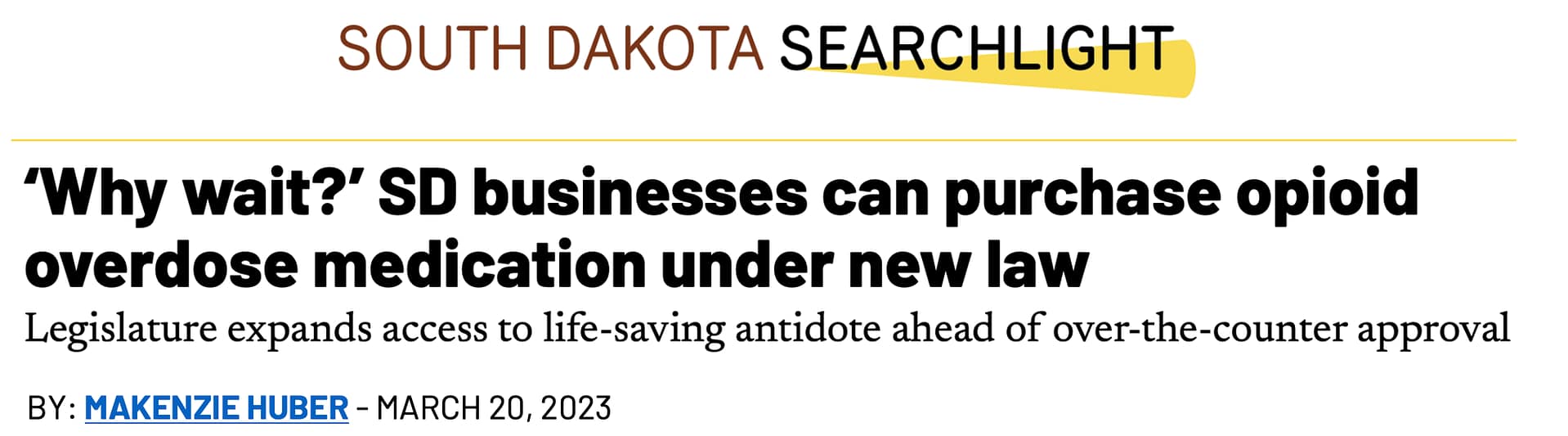 South Dakota news article headline