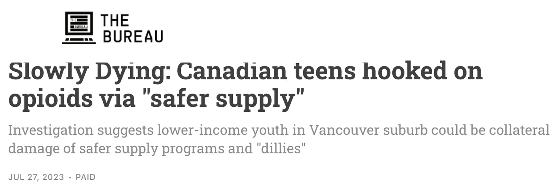 News article headline