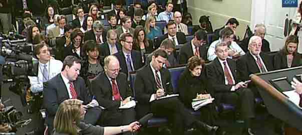 members of the press at a news conference