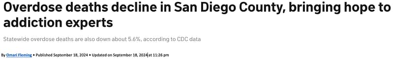 Headline about opioid deaths in San Diego