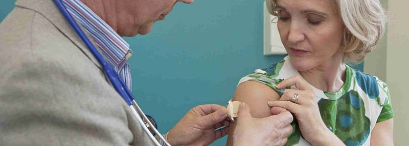 Nicotine patch applied by a doctor