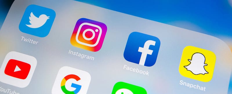 Icons for social media on a cell phone