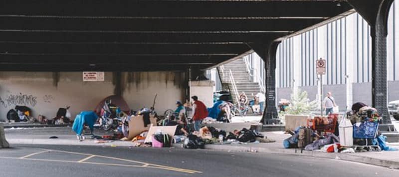 Homeless area on city street