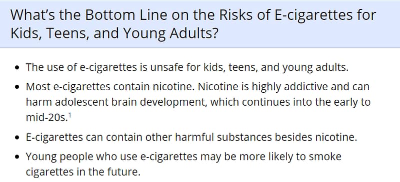 information from the CDC on vaping