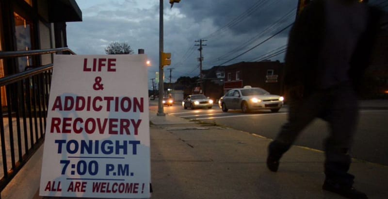 City street in drug use area