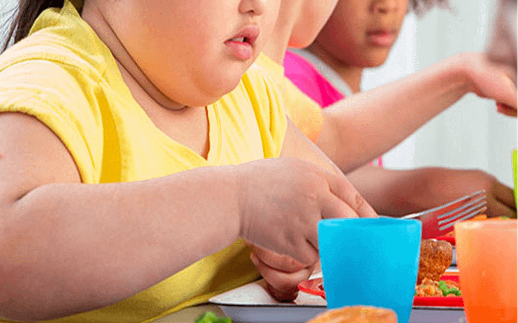 obese child eating