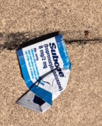 Suboxone package on a sidewalk
