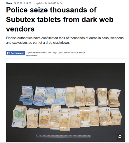 seized illicit subutex tablets