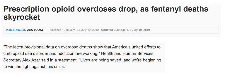 Headline about opioid overdose