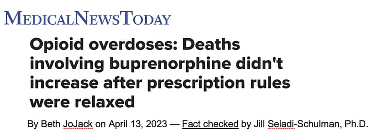 headline about buprenorphine involved overdose deaths