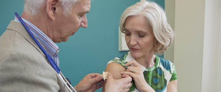 Nicotine patch applied by a doctor