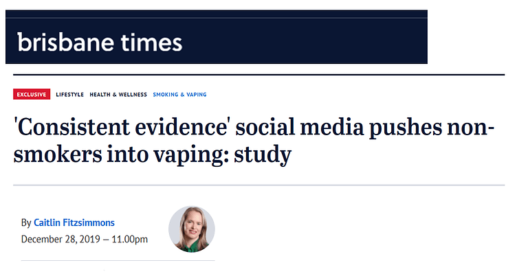Headline about social media and vaping