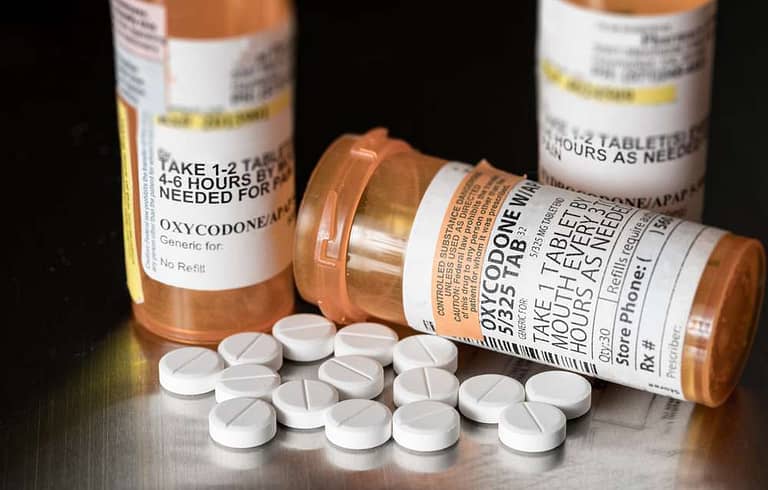 Opioid pills in a bottle