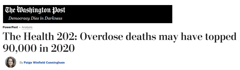 Headline 2020 overdose deaths