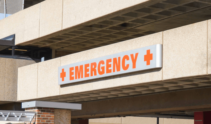 outside of a hospital emergency room