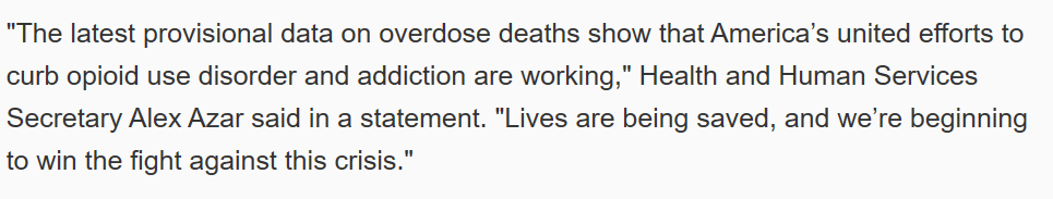 official statement on progress on the opioid crisis