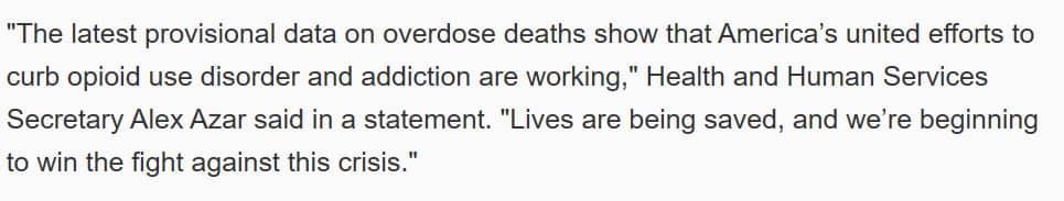 official statement on progress on the opioid crisis